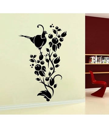 Decor Villa Bird Is On Flower Vinyl Wall Stickers