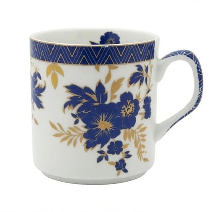 Floral Pattern Ceramic Mug - Blue and Gold Floral Pattern Ceramic Mug - Blue and Gold