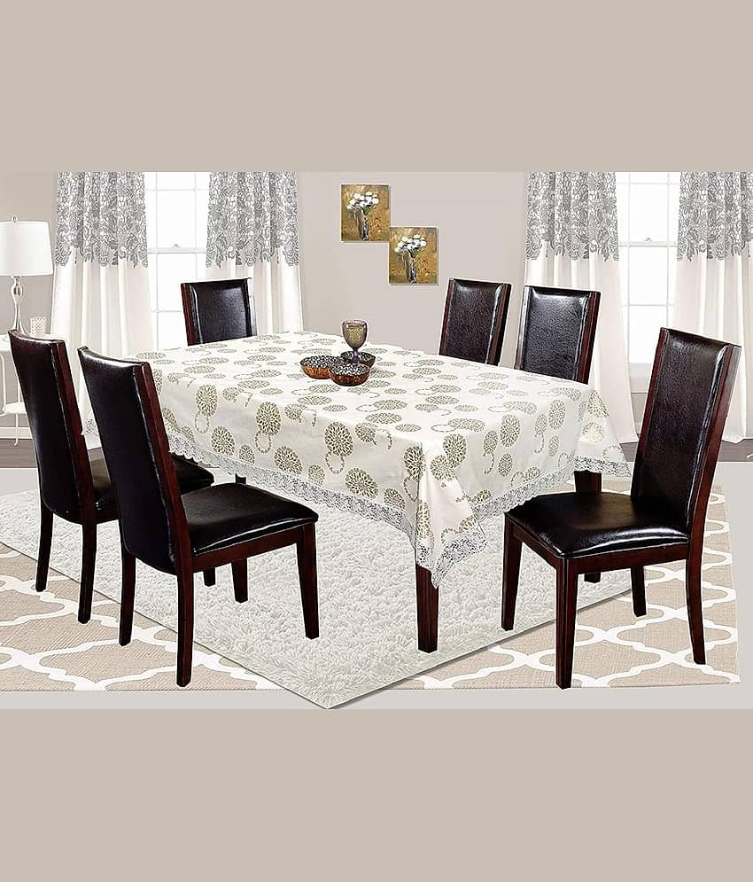 CreadCraft Printed PVC 4 Seater Rectangle Table Cover ( 150 x 105 ) cm Pack of 1 Multi