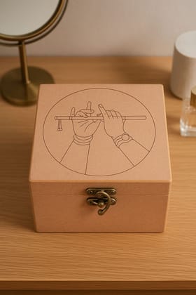 Dbeautify's MDF DIY Krishna with Flute Engraved Lock Box