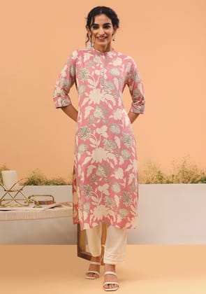 Blush Floral Elegance Kurta-S