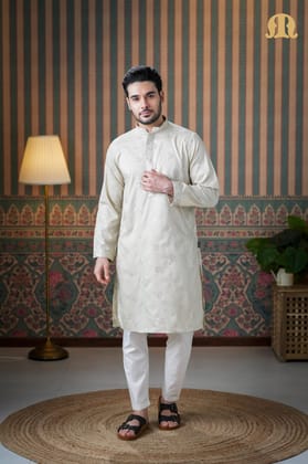 Eski Cotton Kurta Cream for Men-S