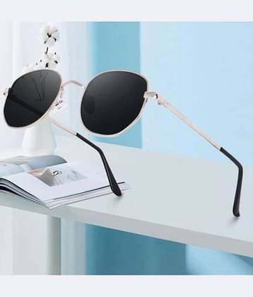 PIRASO Black Oval Sunglasses ( Pack of 1 )
