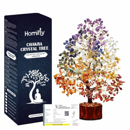 HOMIFLY 300 Beads 7 Chakra Crystal Tree/Good Luck and Positive Energy/Feng Shui Vastu Showpiece Gift for Home