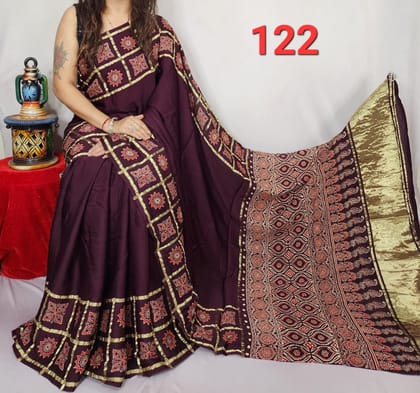 Ajrakh Print Modal Silk Style 45-Ajrakh Print
