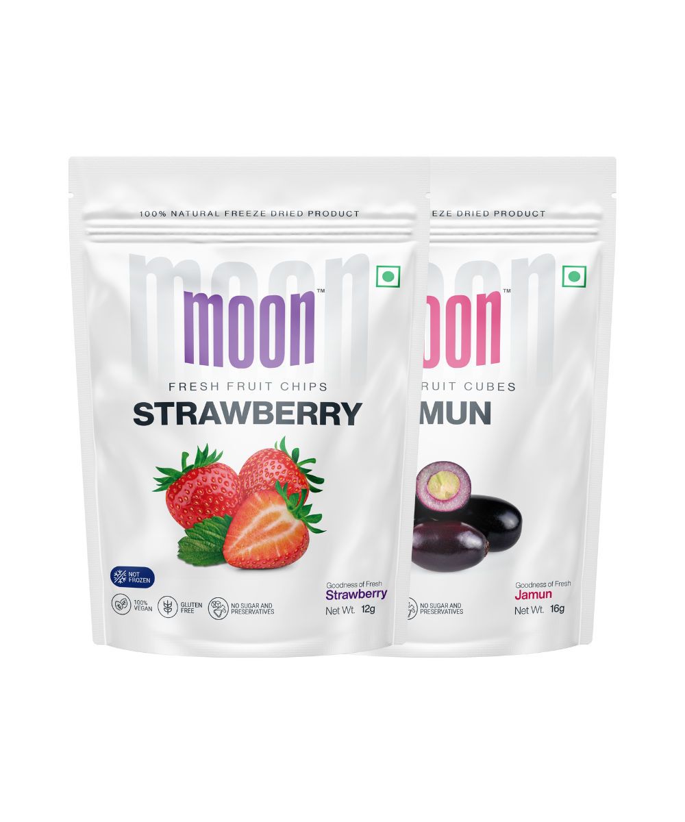 Moon Freeze Dried Strawberry Chips and Jamun Combo, 28 gm