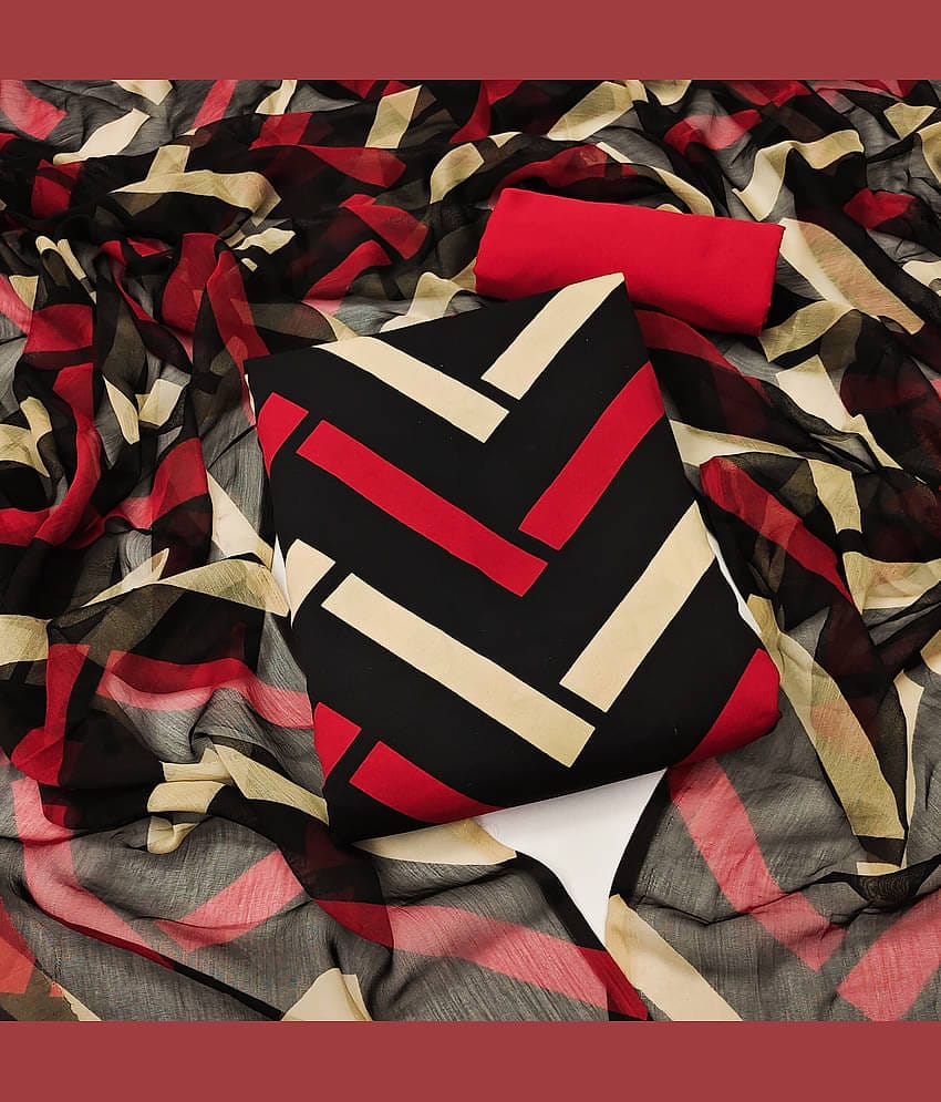 Kashvi Unstitched Crepe Printed Dress Material - Black ( Pack of 1 )