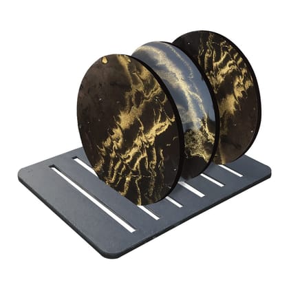 Resin Art on Round Tea Coasters with Stand DIY Kit by Penkraft