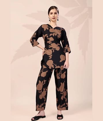 KAHARA Women Printed Tunic With Palazzos Co-Ord Set ( Black )