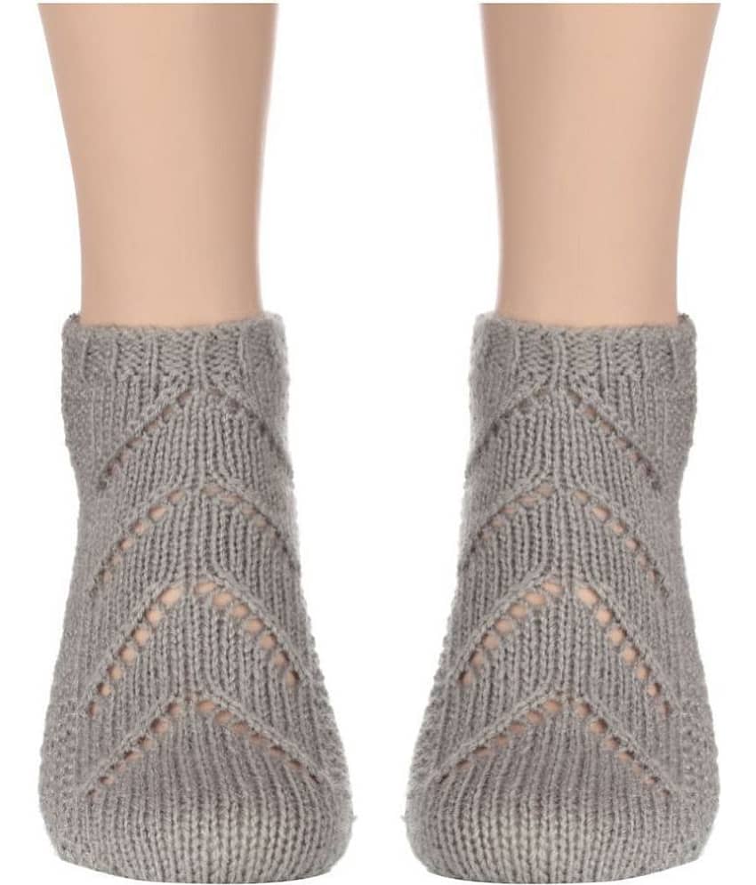 KC Store - Light Grey Woollen  Women's Ankle Length Socks ( Pack of 1 )