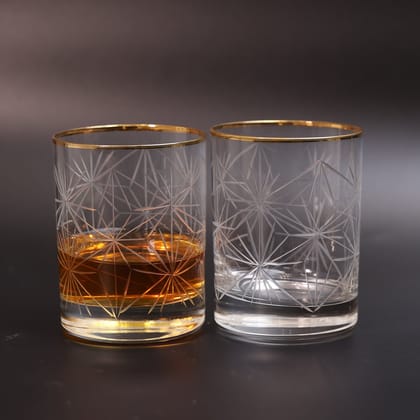 Regal Gold Rim Crystal Whiskey Glass - Set of 2-Whiskey Glass