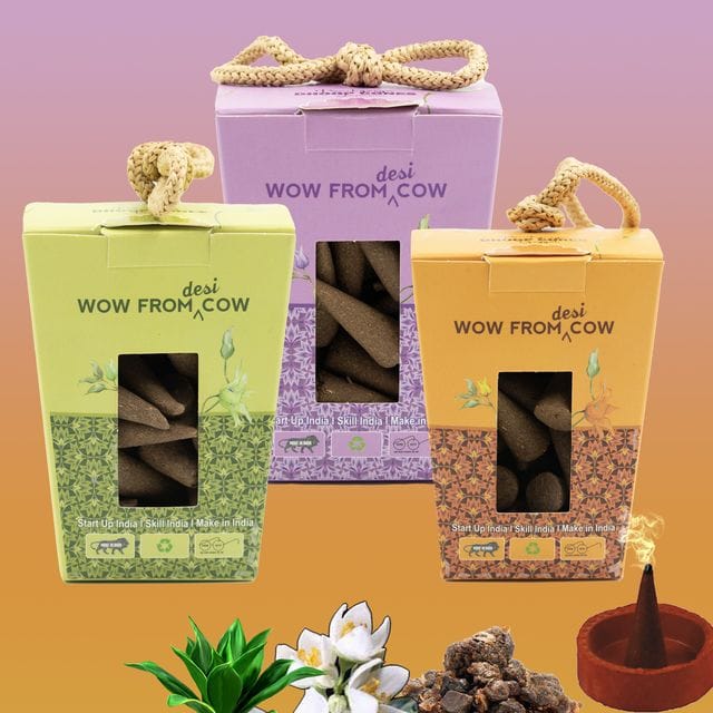 Nandi Panchgavya 100 Percent Cow Dung Kevda, Guggal, Jasmine Dhoop Cones (150 Pcs)