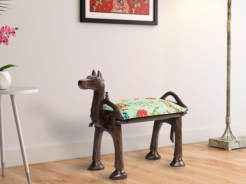 India Circus Feathered Garden Camel Pouffe (By Krsnaa Mehta)