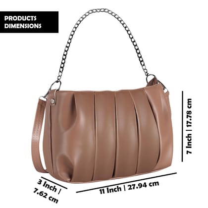 Brown Designer Faux Leather Handbag For Women And Girls HB31