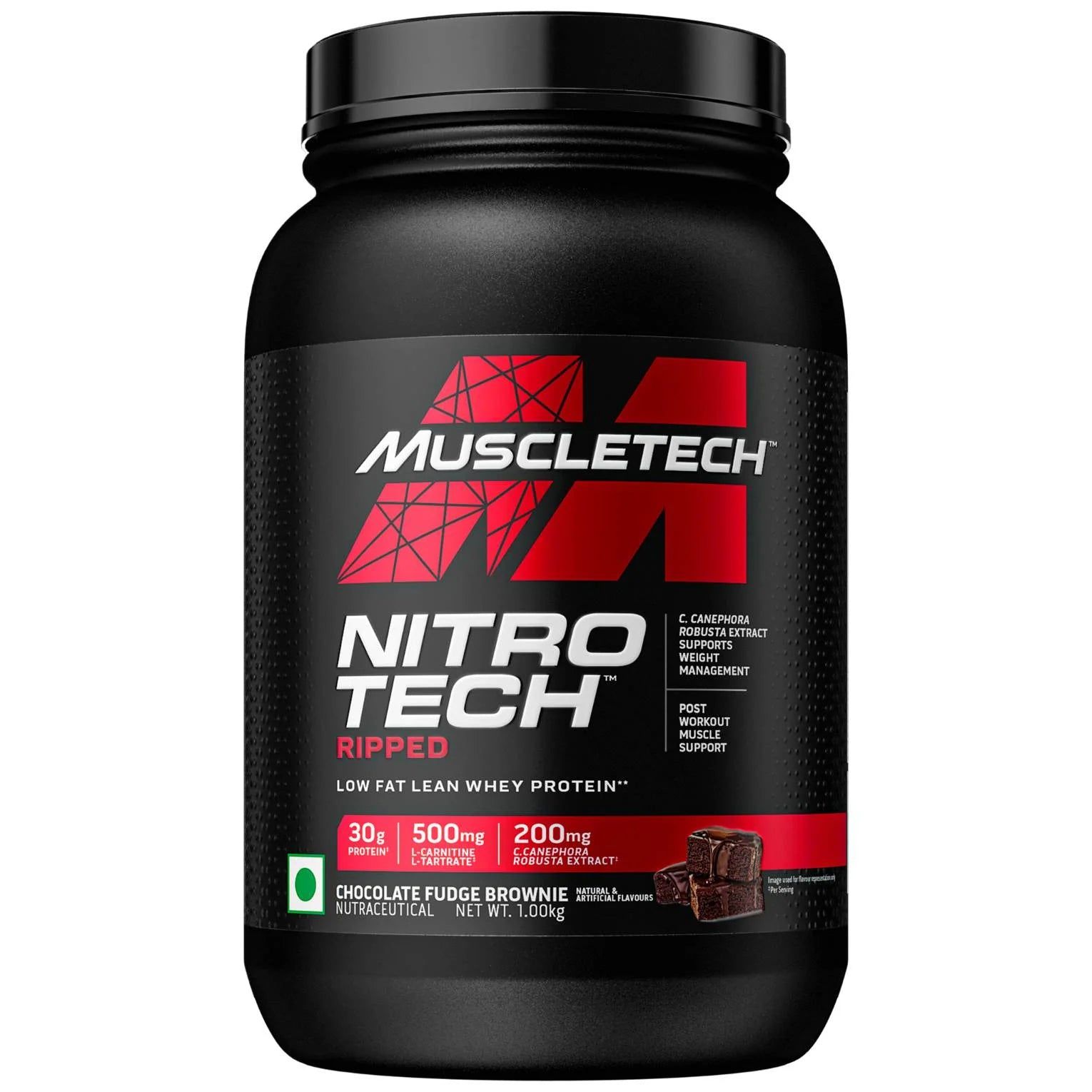 Muscletech Nitrotech Ripped Protein Powder, 907gm-Chocolate Fudge Brownie