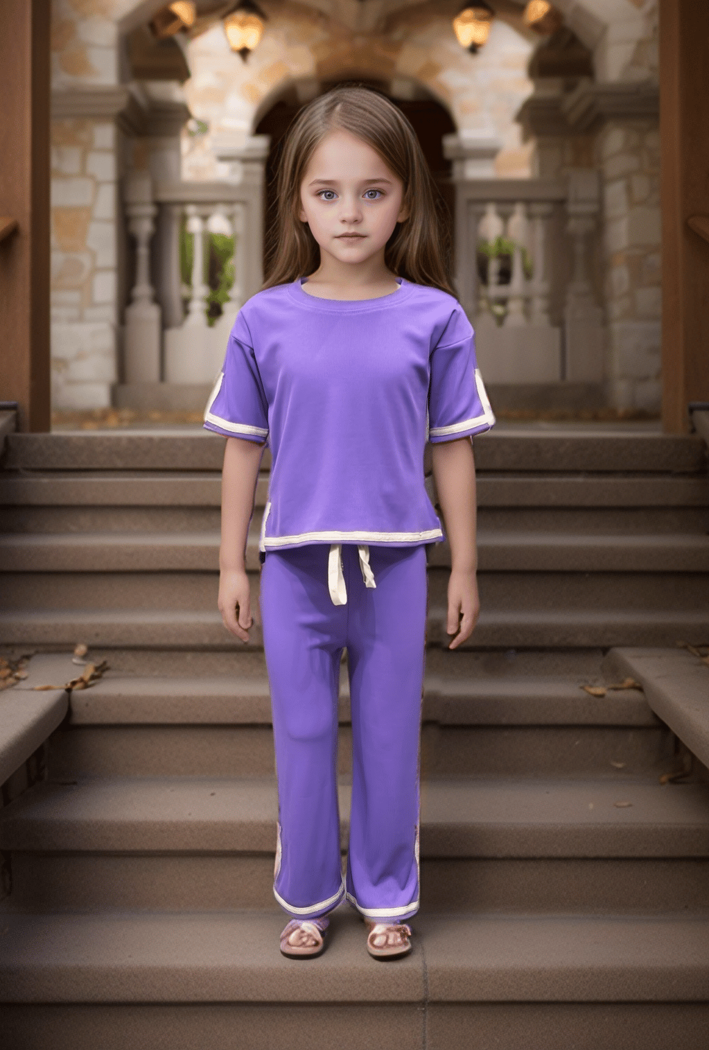 Girl's  Casual  Co-Ord Set [GCS-9835] (1-13Years)-1-2Y (Size - 18) / Imported / Lavender