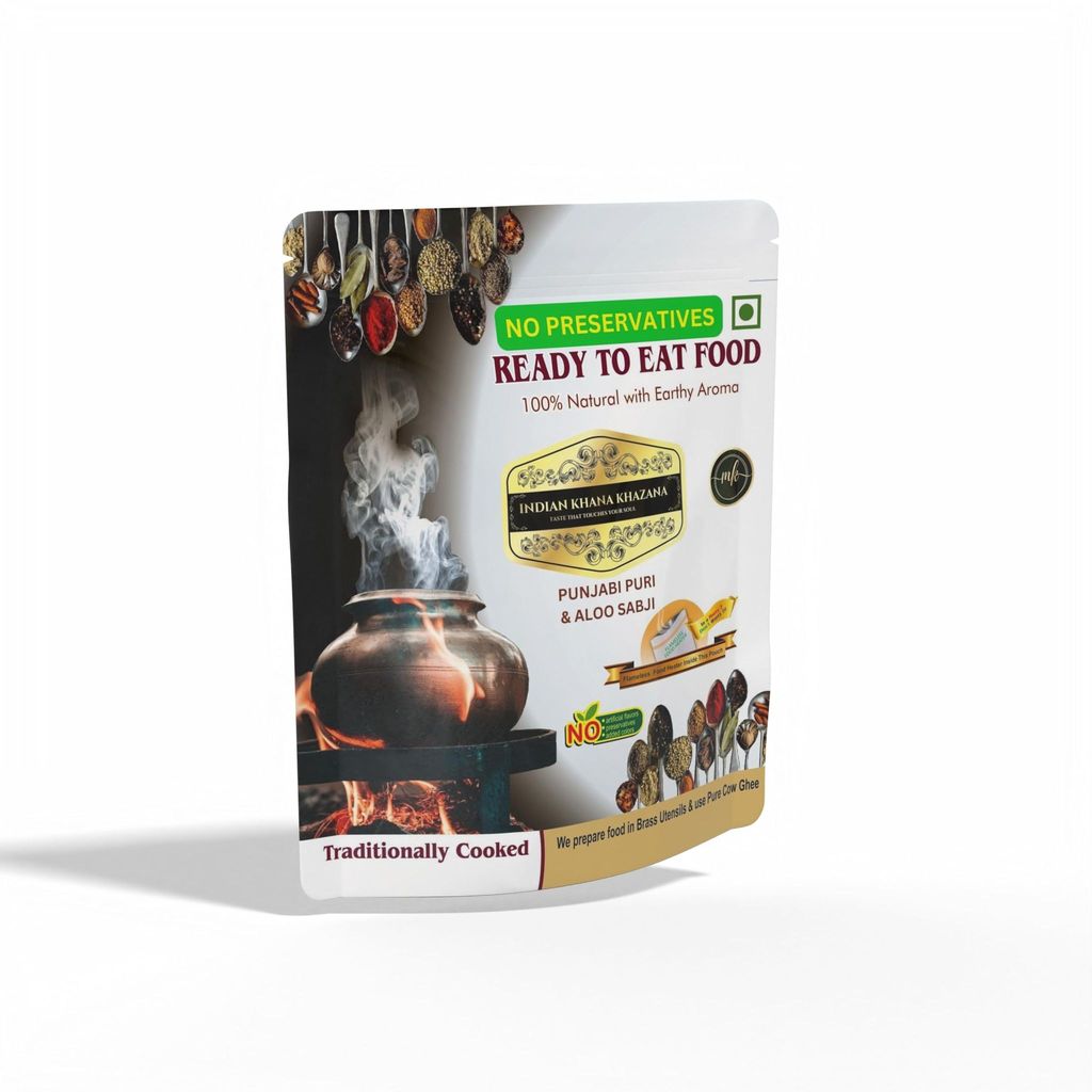 Punjabi poori Aloo Sabji COMBO | No Added Preservative and Colours | Serve Hot Anytime Anywhere with our Flameless Food Heater inside the Pack | Indian Tasty Flavour Ready to Eat Food |