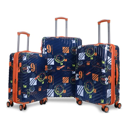 AMERICAN TRAVELLER Urban SF Polycarbonate Trolley Bag Set of 3 | Durable Hard Shell Travel Suitcase | TSA-Type Lock | 360 degree Disc Spinner Wheels | Expandable Luggage for Travel (3, Navy Blue)