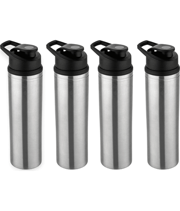 ATROCK Fridge Water Bottle Steel Bottle Sipper Bottle Silver Water Bottle 900 mL ( Set of 4 )