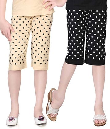 Sini Mini Pack of 2 Girls Cotton Capris ( Multi )