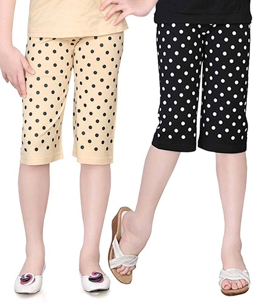 Sini Mini Pack of 2 Girls Cotton Capris ( Multi )