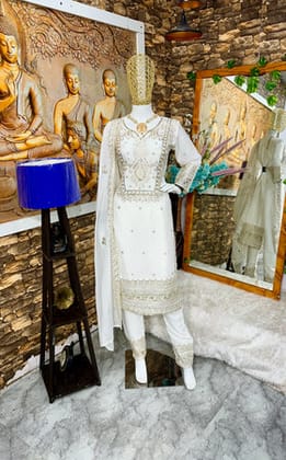 Party Wear Designer Top Bottom And Dupatta With Embroidery Work