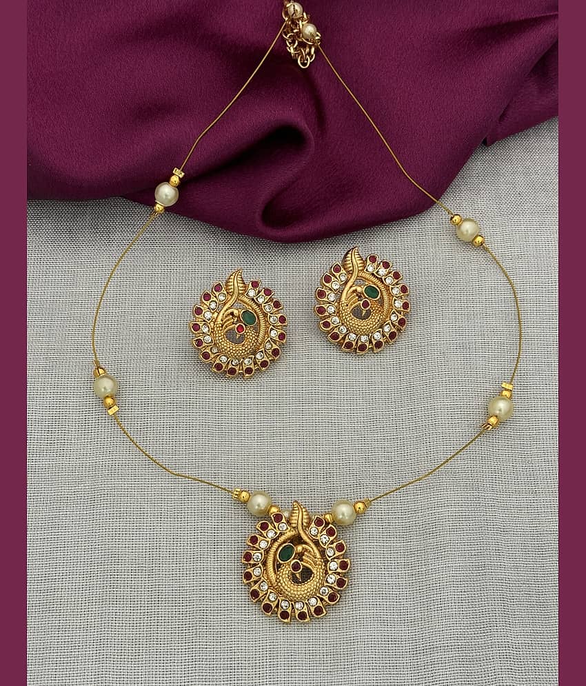 ROFARWORD Gold Brass Necklace Set ( Pack of 1 )