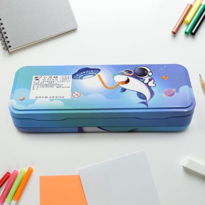 Metal Pencil Box: Double Compartment Pencil Case for Kids