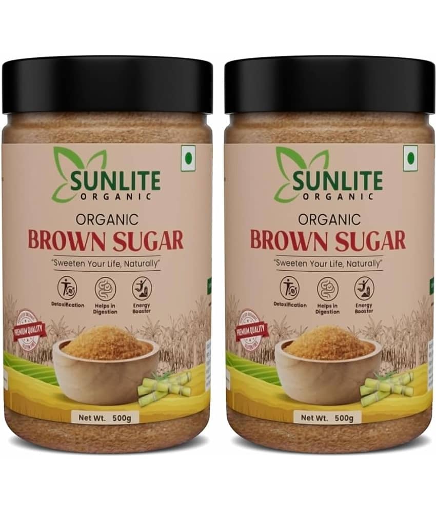 Sunlite Organic Unrefined, Chemical-Free Brown Sugar Crystal 500 g Pack of 2