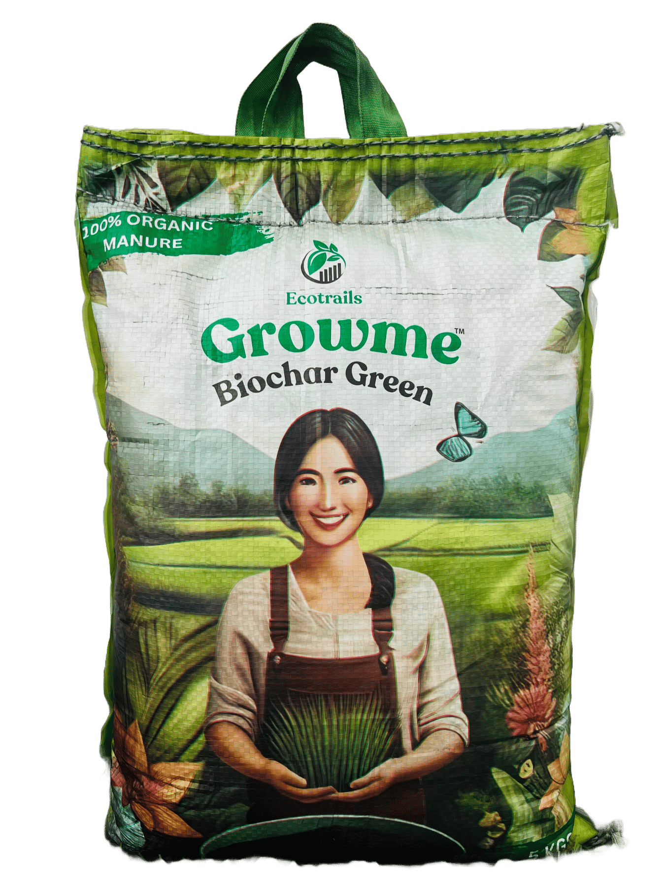 Ecotrails Growme Biochar Green- Organic Manure for Plants, Gardens and Farms- 5kgs Pack Of 2