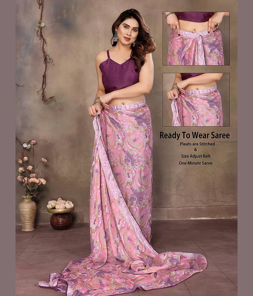 Gazal Fashions Chiffon Printed Regular Saree With Unstitched Blouse Piece ( Multicolor )