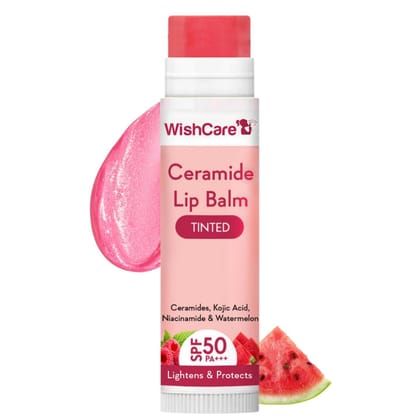 WishCare Tinted Lip Balm SPF 50 PA+++ | Brightening Lip Balm for Dark Lips | In-Vivo Tested | Kojic Acid & Niacinamide | For Women | 5g WishCare Tinted Lip Balm SPF 50 PA+++ | Brightening Lip Balm for Dark Lips | In-Vivo Tested | Kojic Acid & Niacinamide