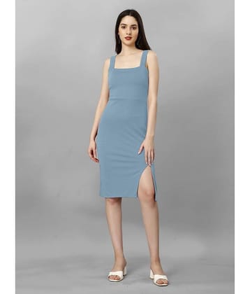 JULEE Women Polyester Solid Side Slit Dress ( Teal )