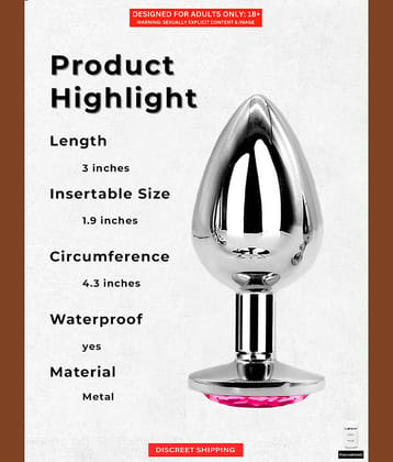 Silver Stainless Steel Anal Butt Plug, Reusable Anal Plug Masturbator Sex Toy  2 inch Insertable Diamond Anal Butt Plug Strong Stimulation Sexual Toy With Free Lube - Naughty Nights