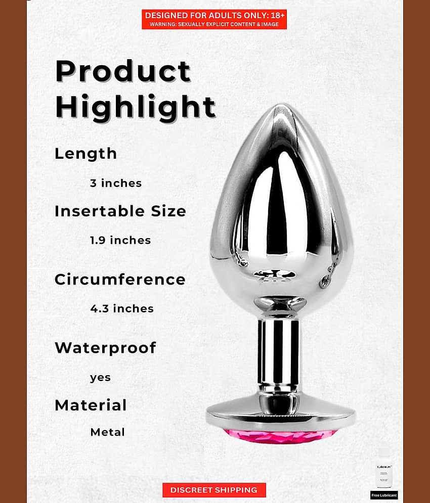 Silver Stainless Steel Anal Butt Plug, Reusable Anal Plug Masturbator Sex Toy  2 inch Insertable Diamond Anal Butt Plug Strong Stimulation Sexual Toy With Free Lube - Naughty Nights