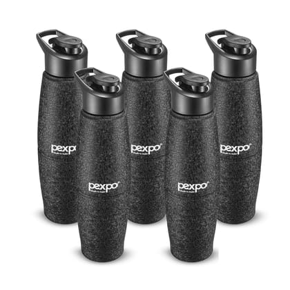 PEXPO Stainless Steel Sports/Fridge Water Bottle, 1L, Pack Of 5 Black, Duro | Eco-Friendly Water Bottle With Sipper Cap