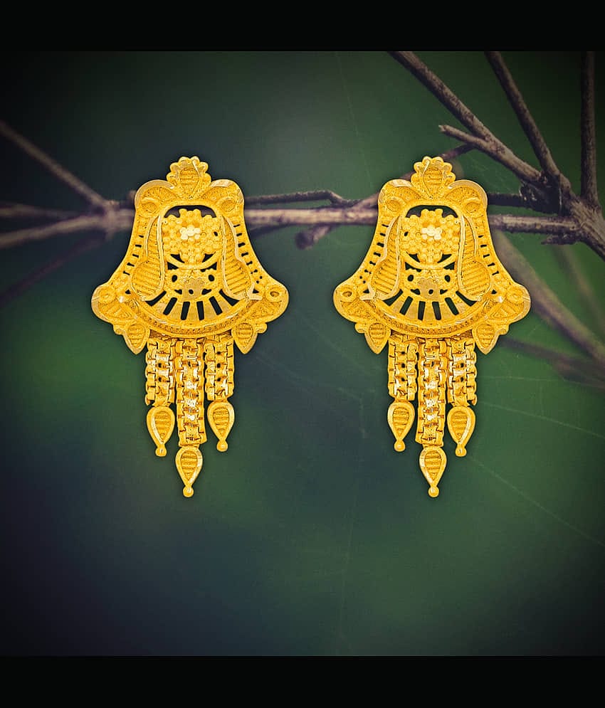 Drashti Collection Golden Stud Earrings ( Pack of 1 )