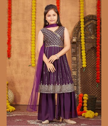 Aarika Girls Georgette Kurta and Sharara Set ( Pack of 1 , Purple )