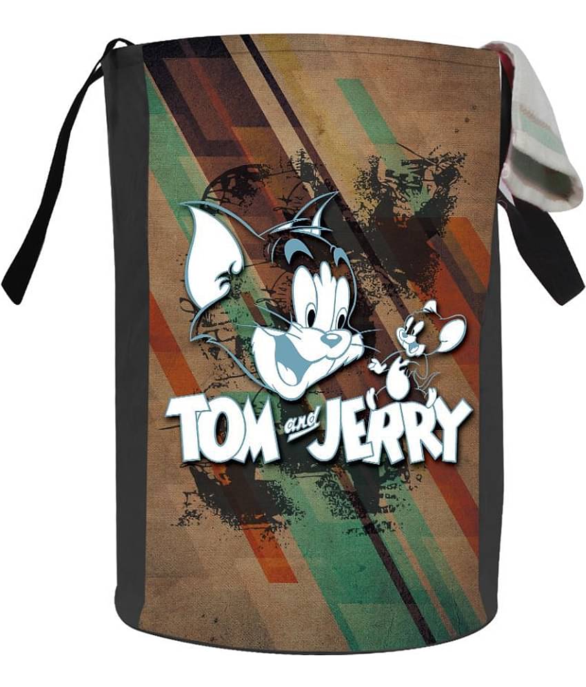 Tom & Jerry Folding Laundry Basket for Clothes with Handle, Toys Organiser, 45 Litre, (Pack of 1),Multi