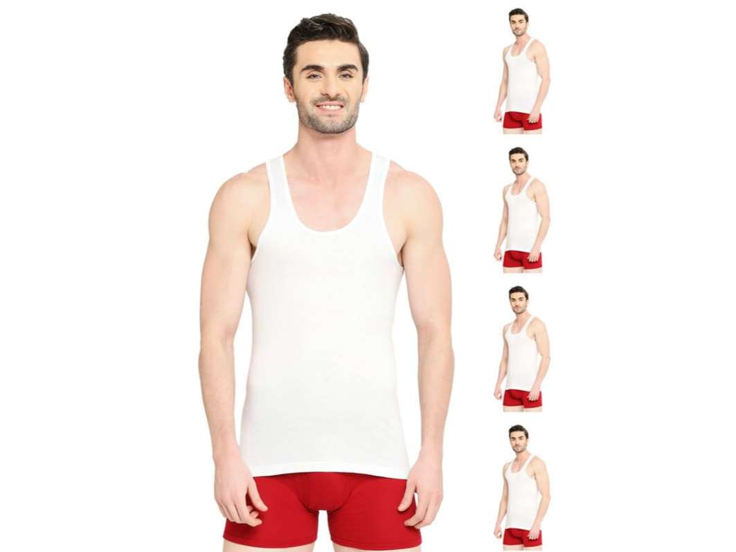 VIP Supreme Men's 100% Cotton White Vest, Moisture Absorbent Inner wear for Men - Pack of 5 - 4XL