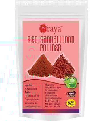 ORAYA 100% Pure & Natural Red Sandalwood Powder(100GM) Face Pack 100 gm