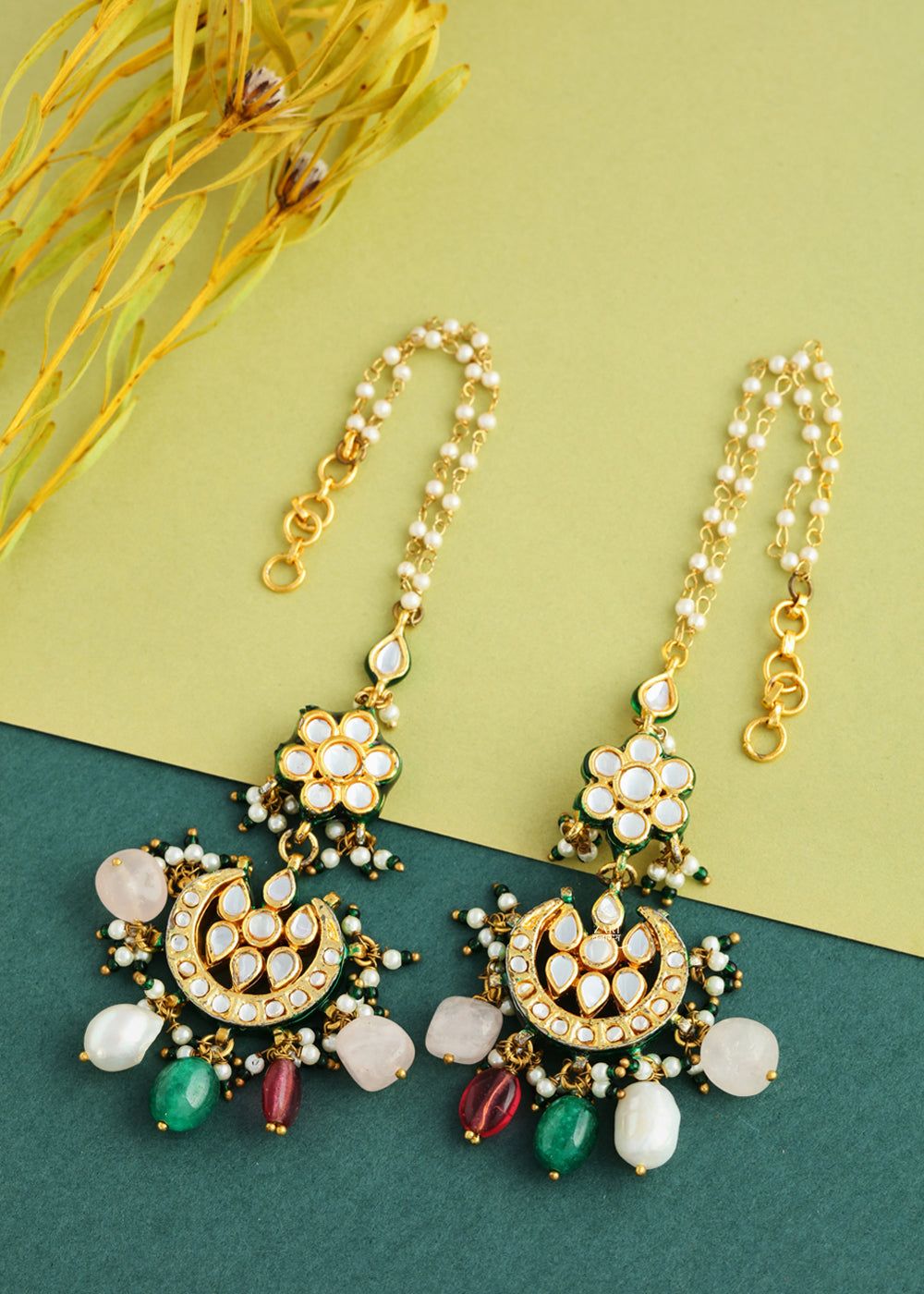 Multicolored Stone Stunned Kanauti Earrings