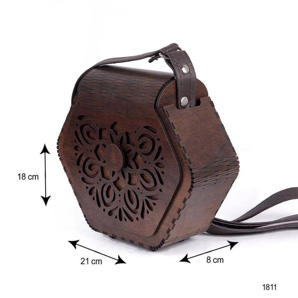 Bohemian Hexagonal Wooden Sling Bag /Cross body Bag