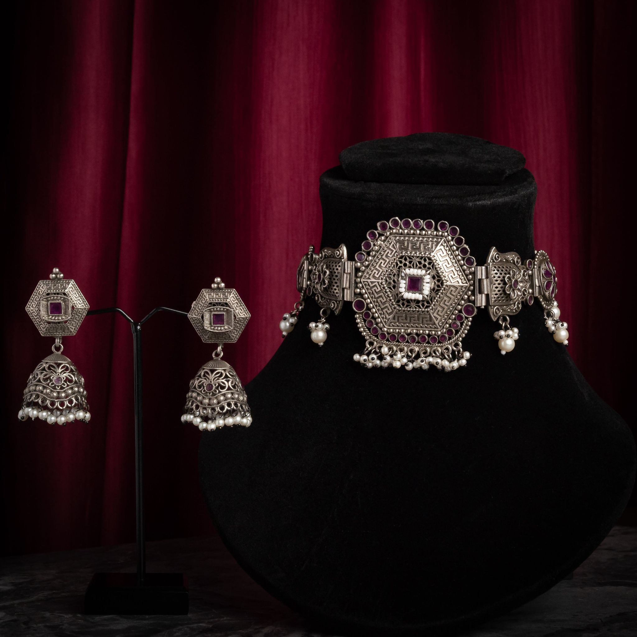 Itarr Oxidized Choker Set-OXIDIZED ALLOY METAL / OXIDIZED SILVER