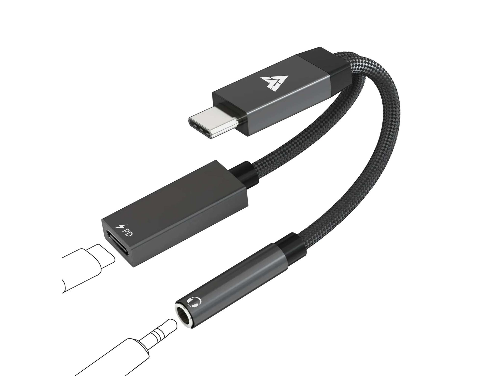 Dr Vaku ProCoder 2-in-1 Type-C to 3.5mm Jack + USB-C Charging & Digital Audio 24-bit DAC Adapter, 3.5mm Connector Aux Cable for Headphones & Earphones, Compatible with Samsung, OnePlus, iPhone & Other Phones - Black