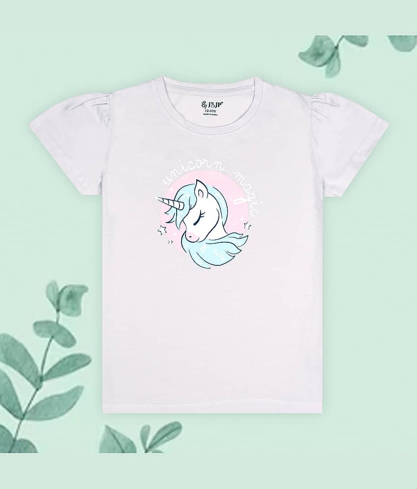 J&JP Pack of 1 Girls Cotton T-Shirt ( White )