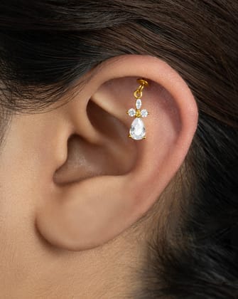 Assymetric - Helix Hanging - 14K Gold Plated-Screw attachment