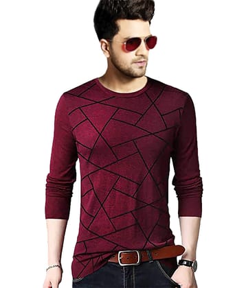 Leotude Pack of 1 Cotton Blend Regular Fit Men's T-Shirt ( Maroon )
