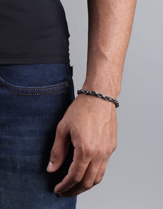 Link Bracelet-Gun Metal / 8 Inches