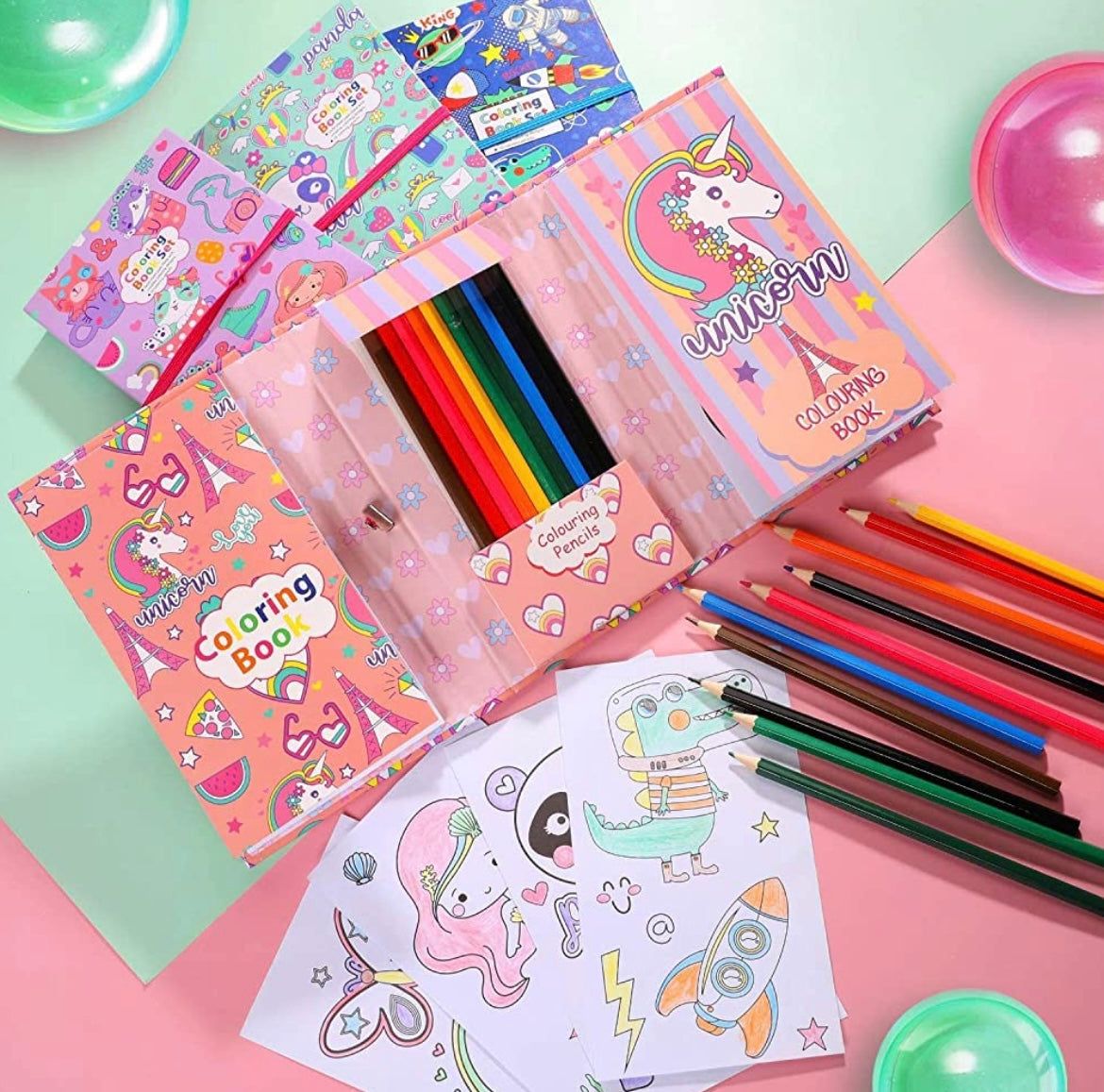 Colouring book sets | Colouring Book with colours | coloured book with pencils-Space